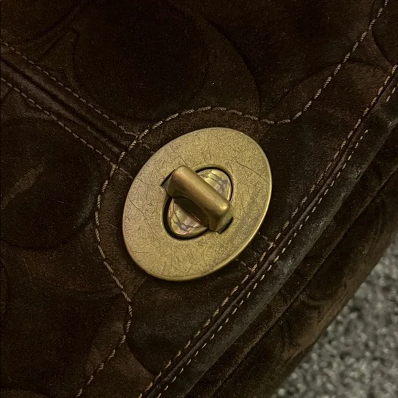 RARE Brown Suede Coach 65th Anniversary Legacy Shoulder Bag - Picture 4 of 11